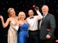 656354-1 : ©Lionel Heap : A Question of Brains 2014 Charity Event in Aid of Steps : 2014 Champions Mark J Rees Chartered Accountants.... L-R Event host Anne Davies of BBC TV, Rosemary Conley CBE DL, Patron of Steps, winning team captain Andy Turner of Mark J Rees and Peter Wheeler.