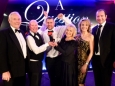 A Question of Brains 2017 : Winners Presentation : L-R Peter Wheeler CBE, Brian Beggan of winning team One Step Ahead, Duncan Crawford of winning team One Step Ahead, Rosemary Conley CBE, Anne Davies and Geordan Murphy.