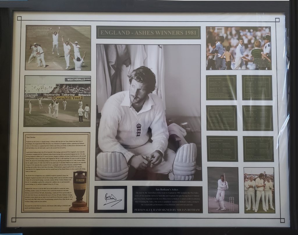 A FRAMED CELEBRATION OF THE ENGLAND ASHES WINNERS 1981